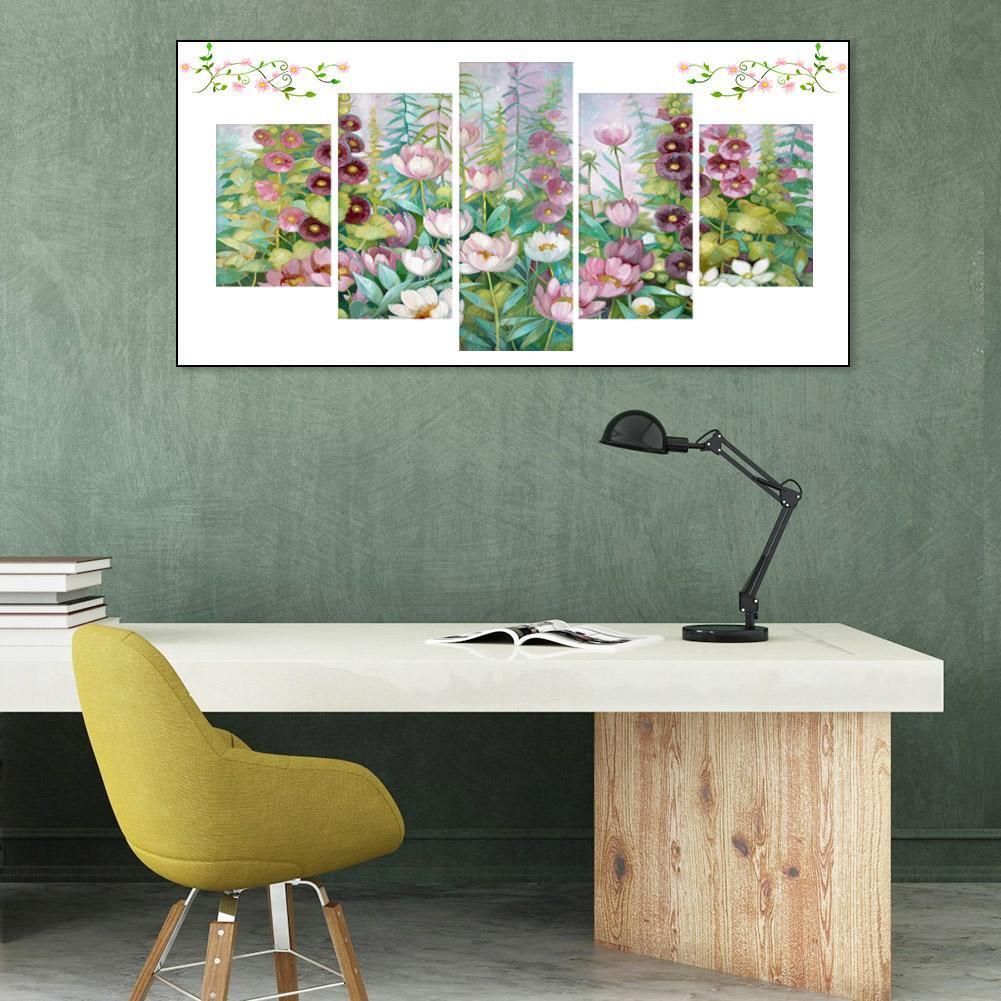 5pcs 5D DIY Full Drill Diamond Painting Lotus Cross Stitch Mosaic Kit Decor