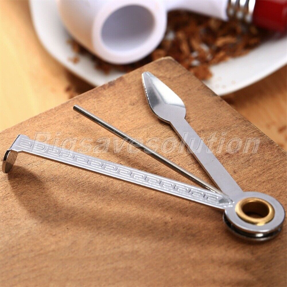 8cm Len 3 in 1 Smoking Pipe Cleaning Cleaner Tool Reamers Tamper Stainless Steel