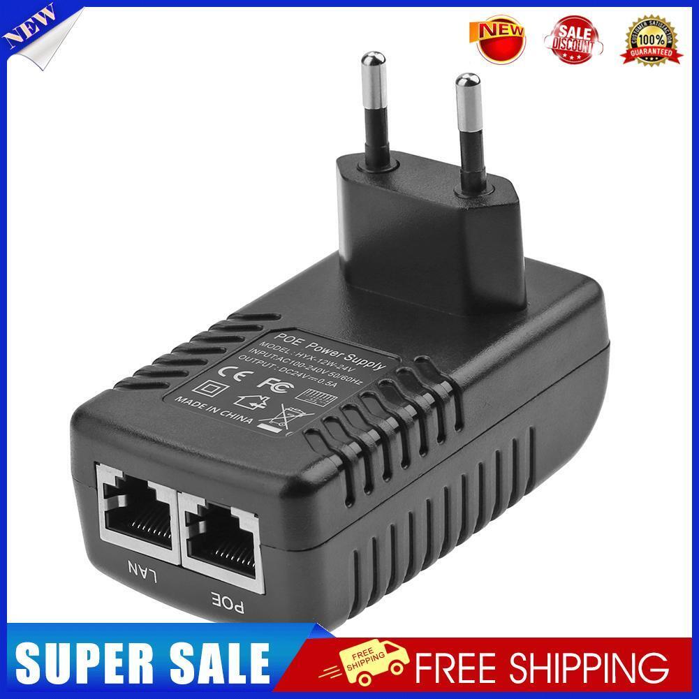 24V 0.5A 12W Wall Plug POE Injector Ethernet Adapter IP Camera Switch (EU)