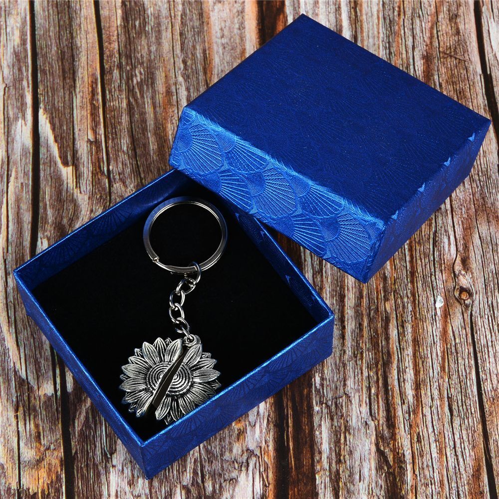 Open Locket Flower Car Keyring Sunflower Keychain Pendant You Are My Sunshine