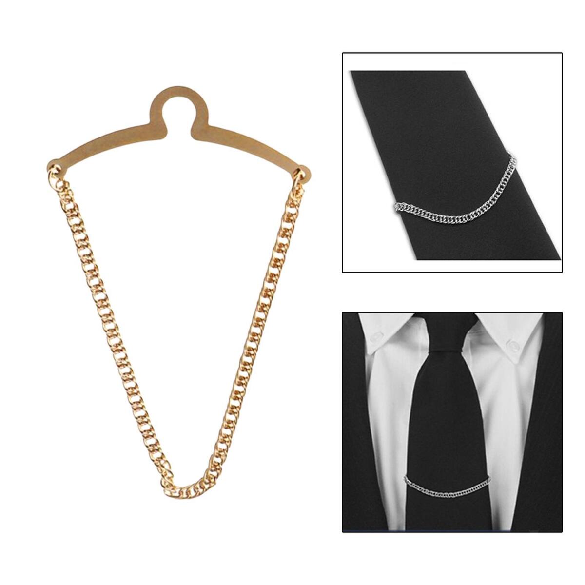 Tie Chain for Men Herringbone Necktie Link Tie Chain Brooch Fashion Tie Clips