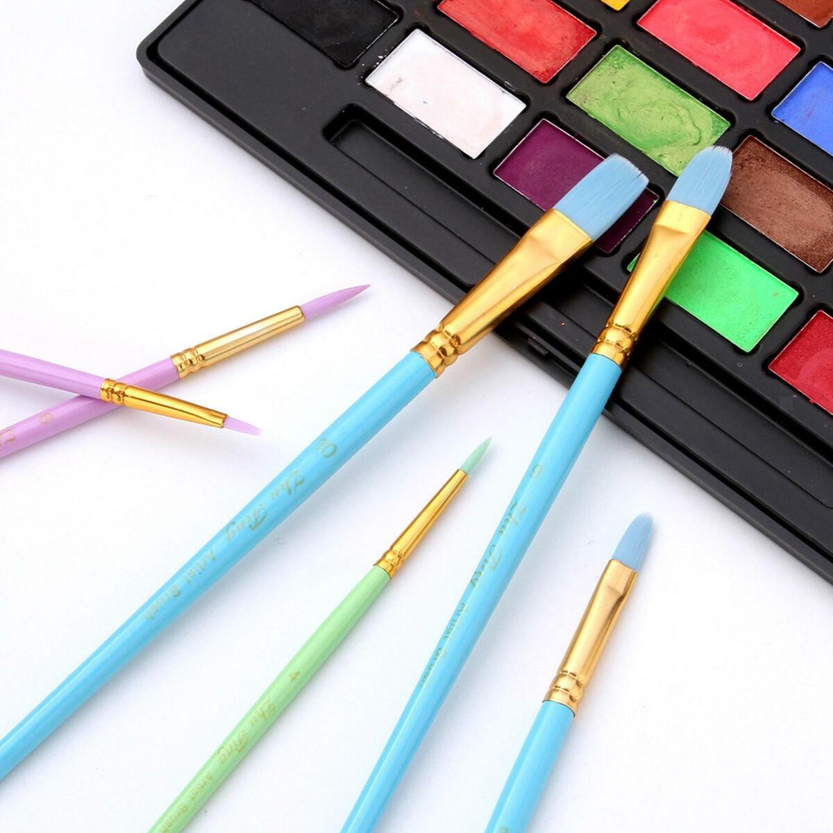 10Pcs Artist Paint Brushes Set Acrylic Watercolour Painting  Wooden
