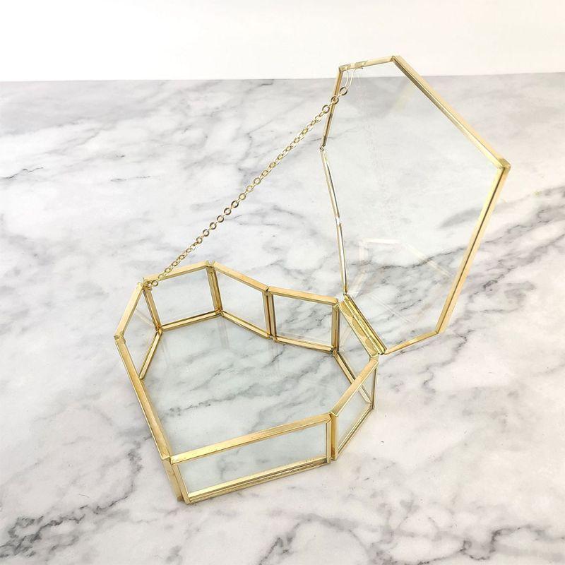 Clear Heart Shape Holder Bracelet Necklace Earrings Jewelry Display Organizer