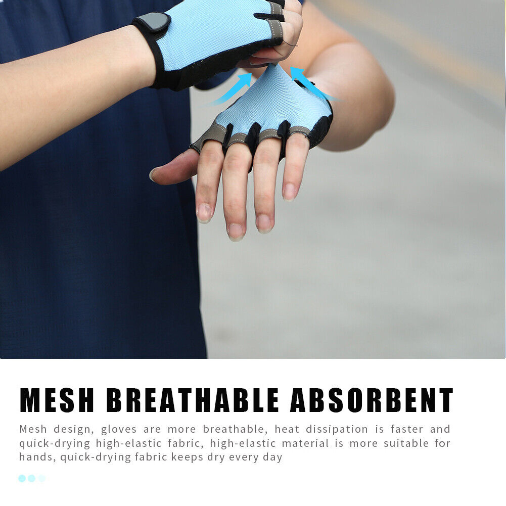 Cycling Non-Slip Half Finger Gloves Breathable Sport Glove (Light Blue XL)