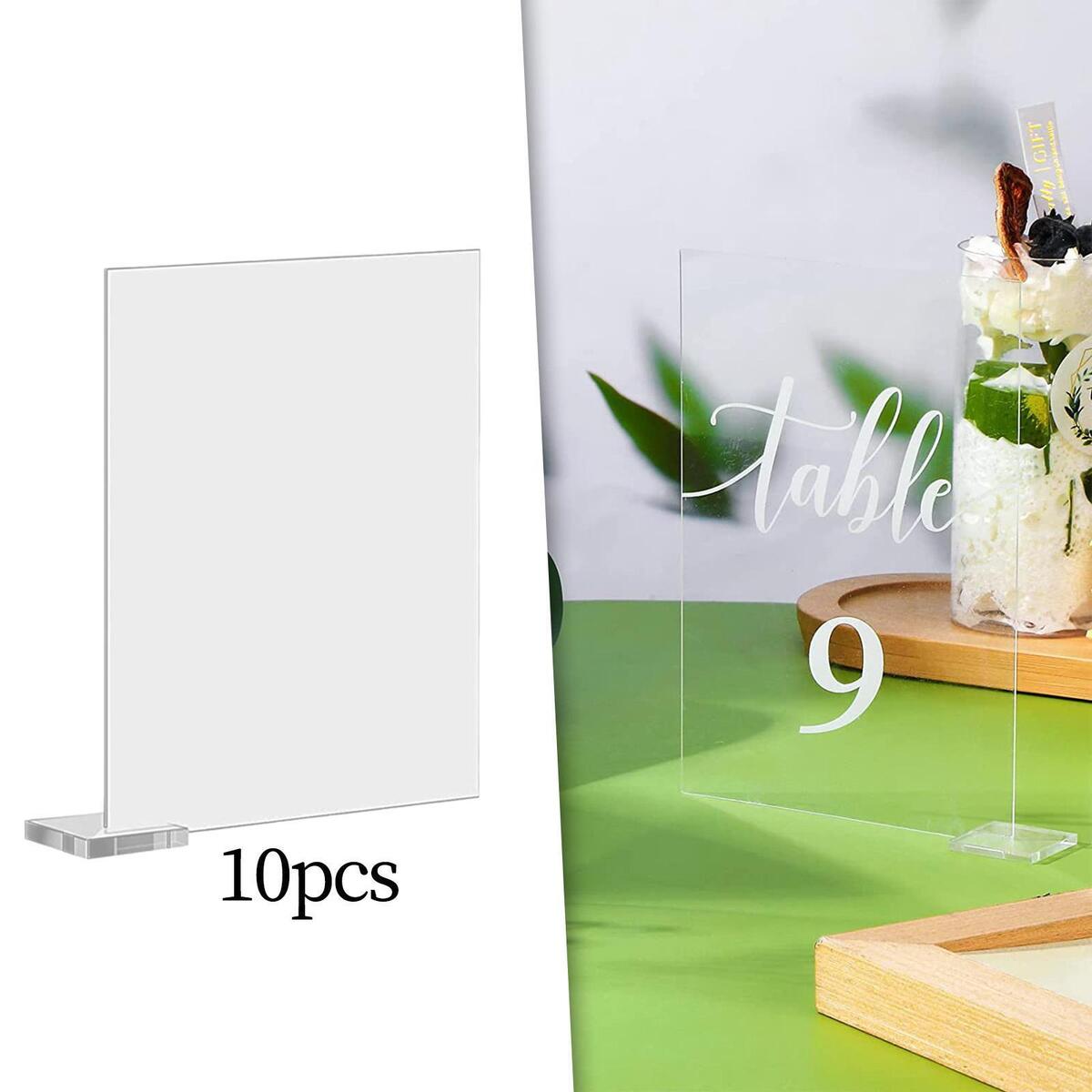 10Pcs Acrylic Place Cards Holder Blank Card DIY for Wedding Decoration