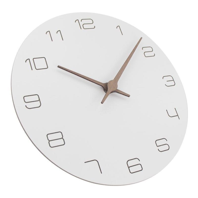 11 Inches Round Wooden Wall Clock Battery Operated Silent Non-Ticking for Office