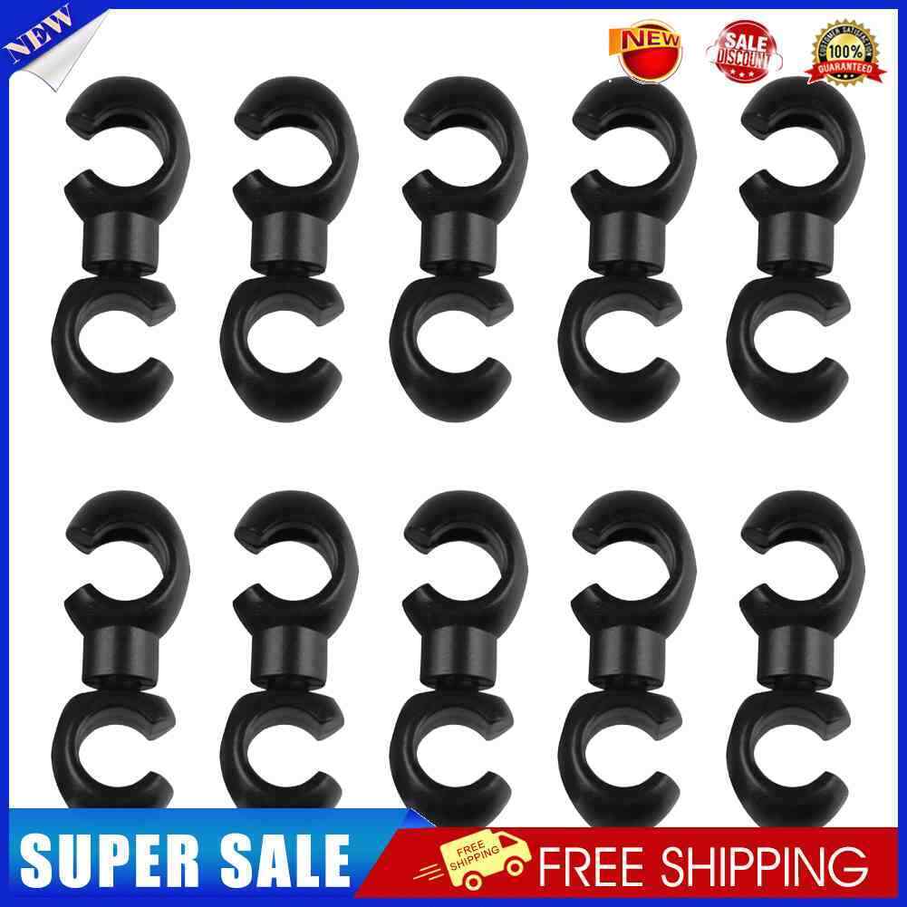 10pcs Bicycle Brake Gear Cable S Style Clips Hose Guide Line Hook (Black)