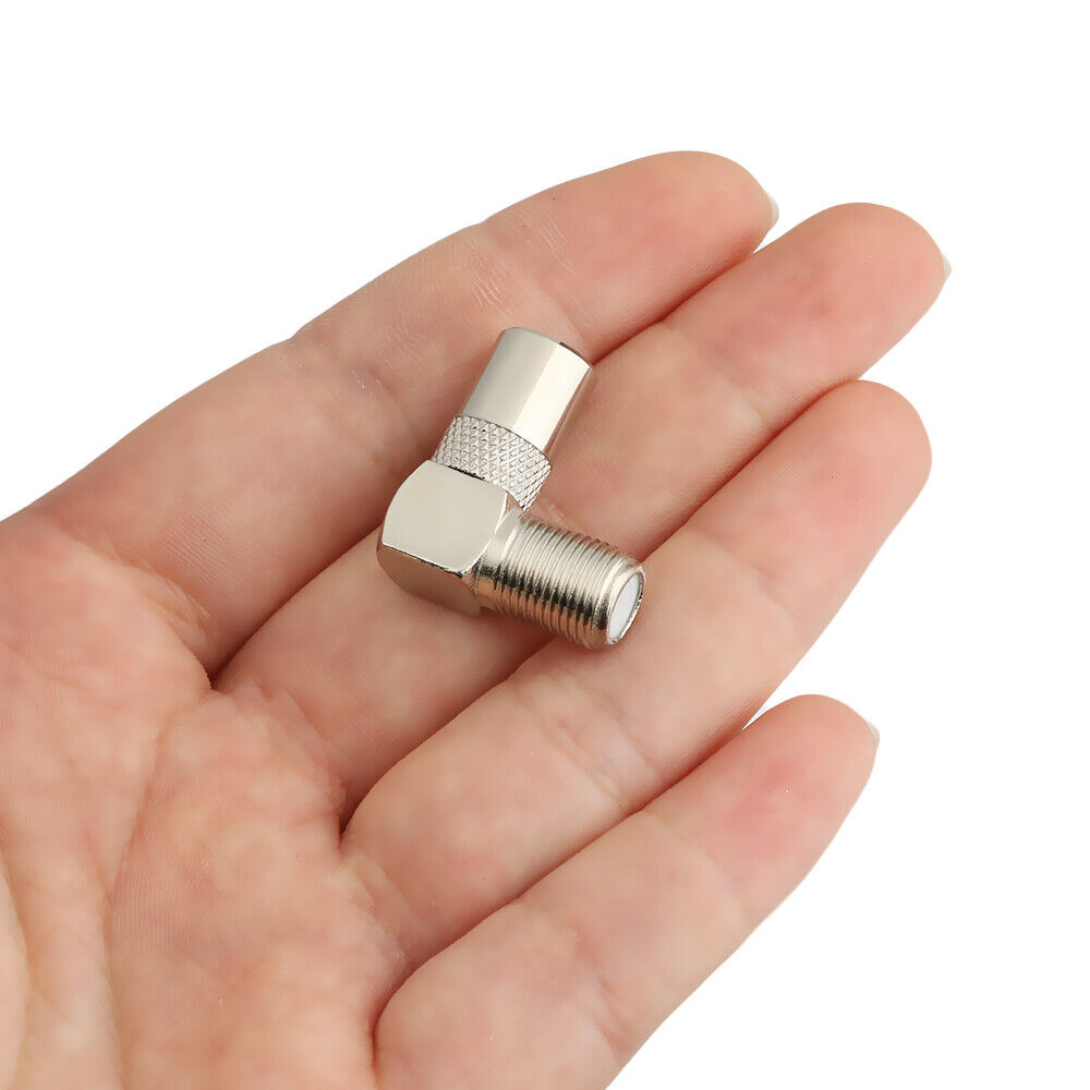 F Female To TV Male Aerial Male Adapter Satellite Coax Connectors Right Angled