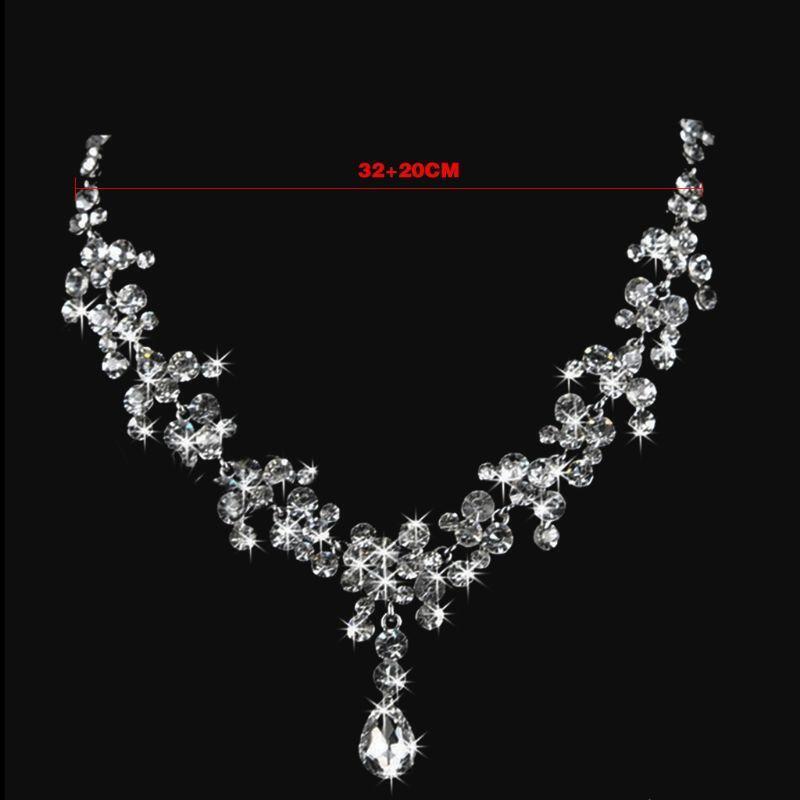2Pcs Trendy Crystal Pendant Earrings Necklace Set Jewelry Accs Gift for Birthday