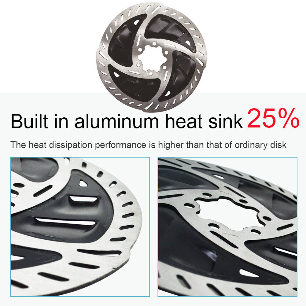 MTB Road Bike Radiator Cooling Fins Disc Brake Rotors with Bolts (Black)