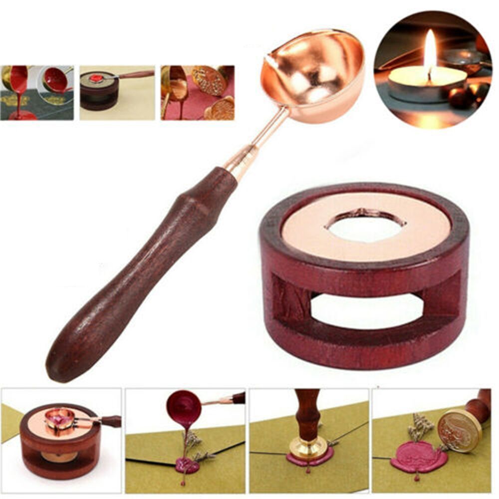 Wood Handle Warmer Furnace Stove Pot Wax Seal Stamp Melting Spoon Tool