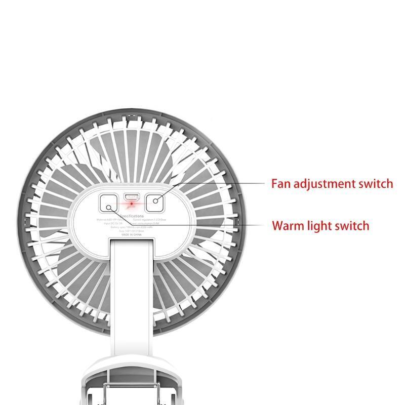 Personal Fan USB Table Fan Rotatable Clip on Fan 3 Speed With LED Warm Lamp