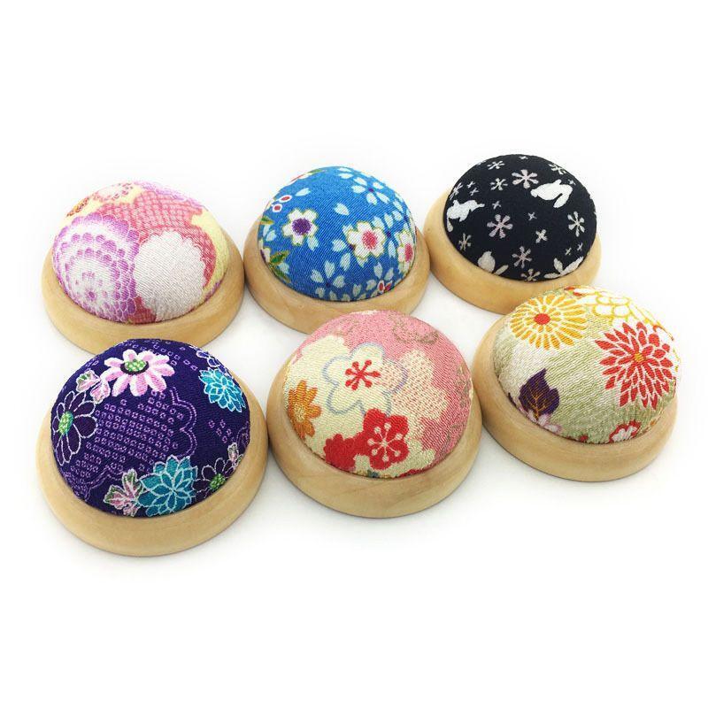 Round Needle Pin Cushion with Wooden Base Pincushion Needles Collect Holder