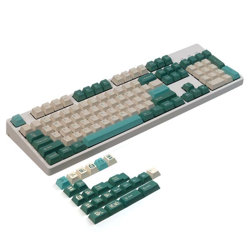 128pcs KAmber Keycaps PBT Dye Sub Key Cap for Cherry Gaming Mechanical Keyboard