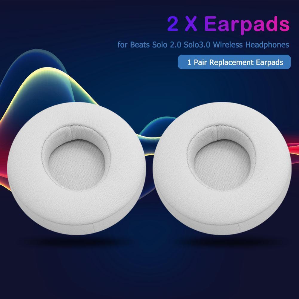 1 Pair Replacement Earpads for Beats Solo 2/3 Wireless Headphones (White)