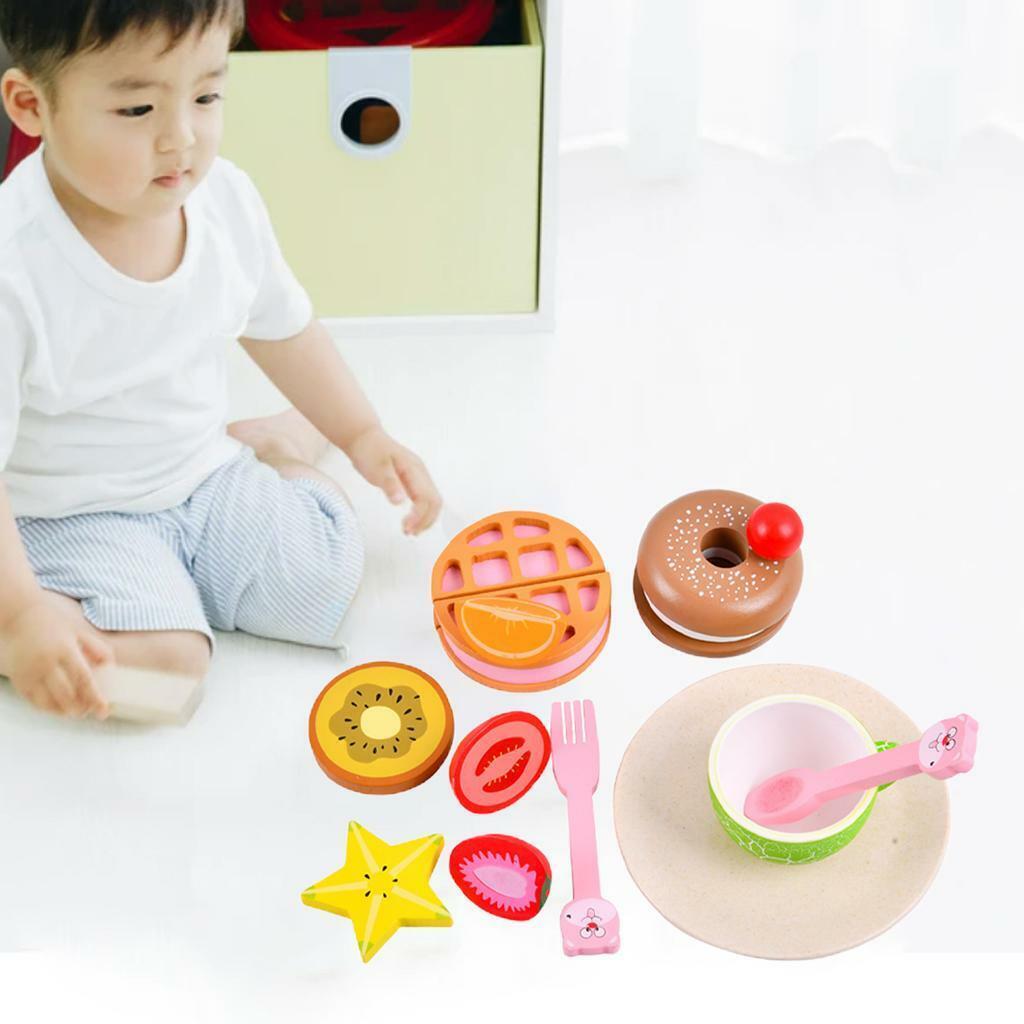 12Pcs Wooden Pretend  Set for   Toddlers Birthday Gifts