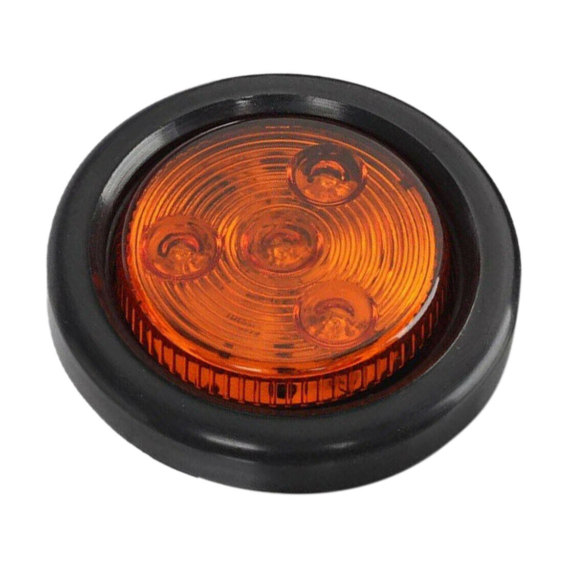 2pcs 4LED 2inch Amber Round Side Marker Clearance Tail Light For Truck Trailer