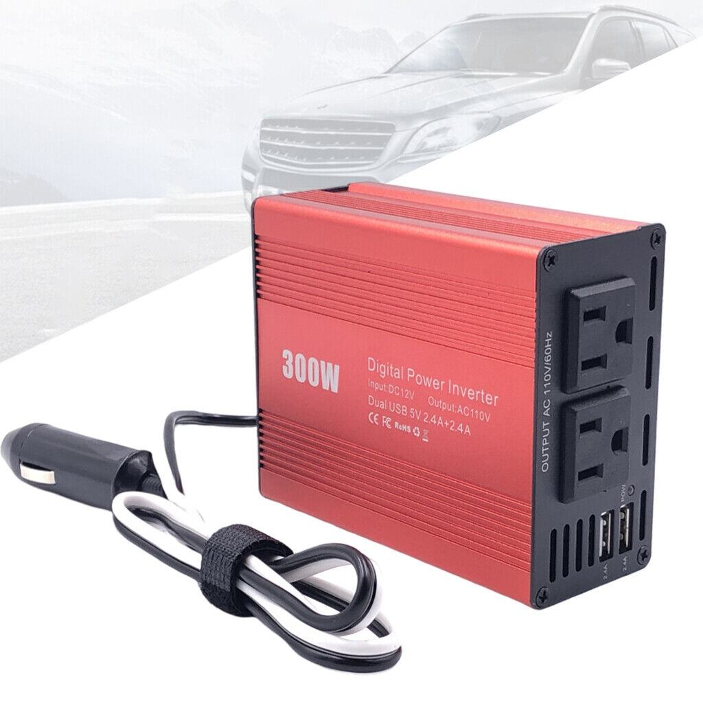 300W  Inverter 12V DC to  Dual USB Charger for Vehicles Laptop