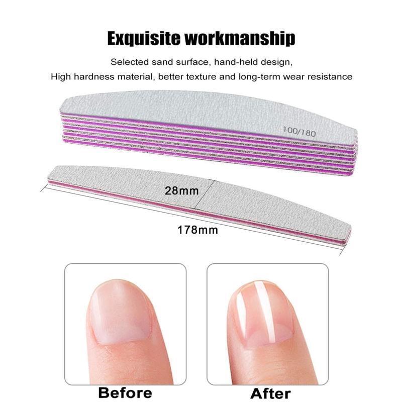 100/180 Grit Nail File Sanding Buffer Nail Care Tool for Acrylic/Natural Nail