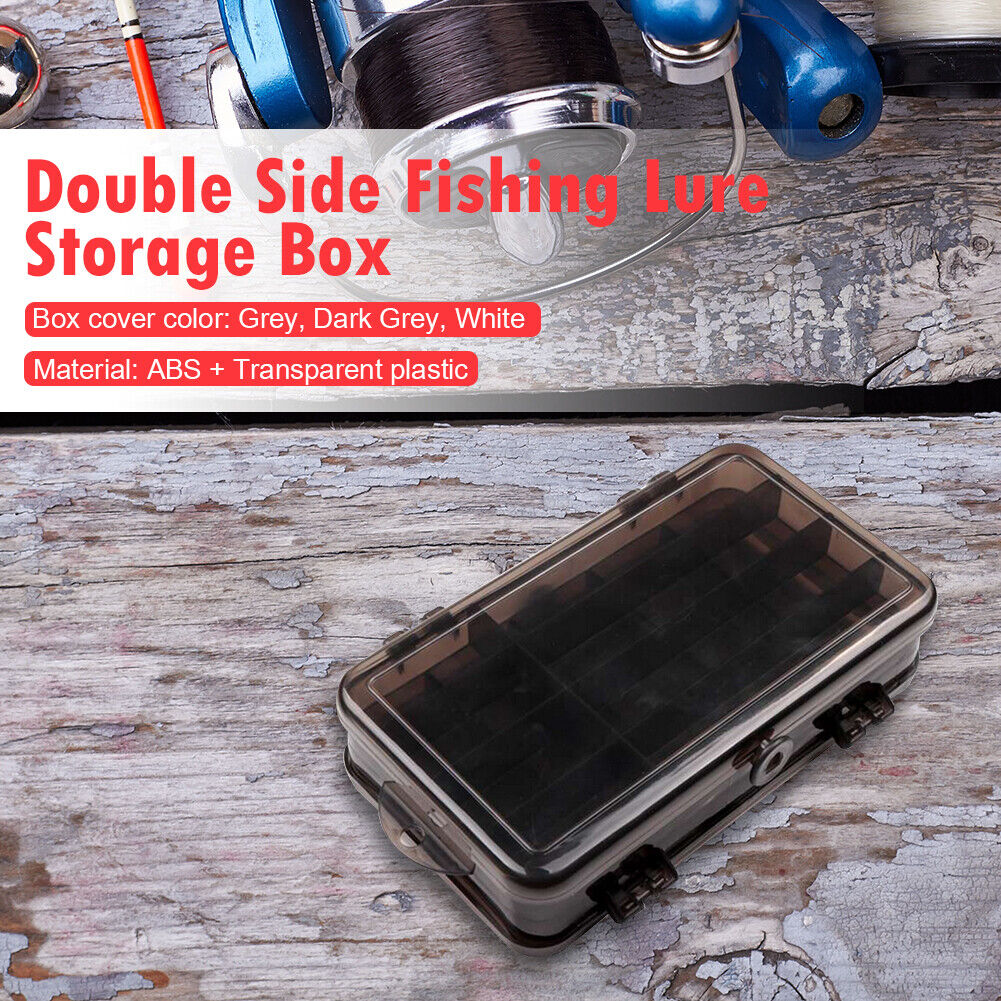 Double Side Fishing Lure Box Bait Case Organizer Fishing Tool (Dark Grey)