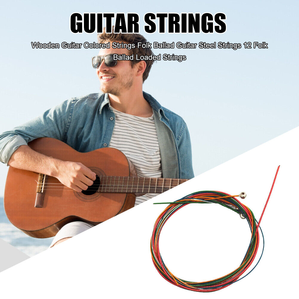 12pcs/Set Colorful Guitar Strings E-A for Acoustic Folk Classic Guitar Part