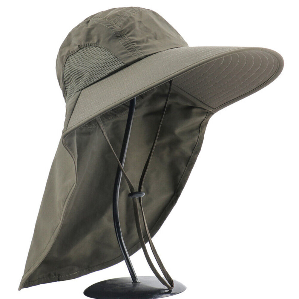 Fishing Sun Hat UV Protection Neck Cover Outdoor Sunshade Cap (Dark Grey)