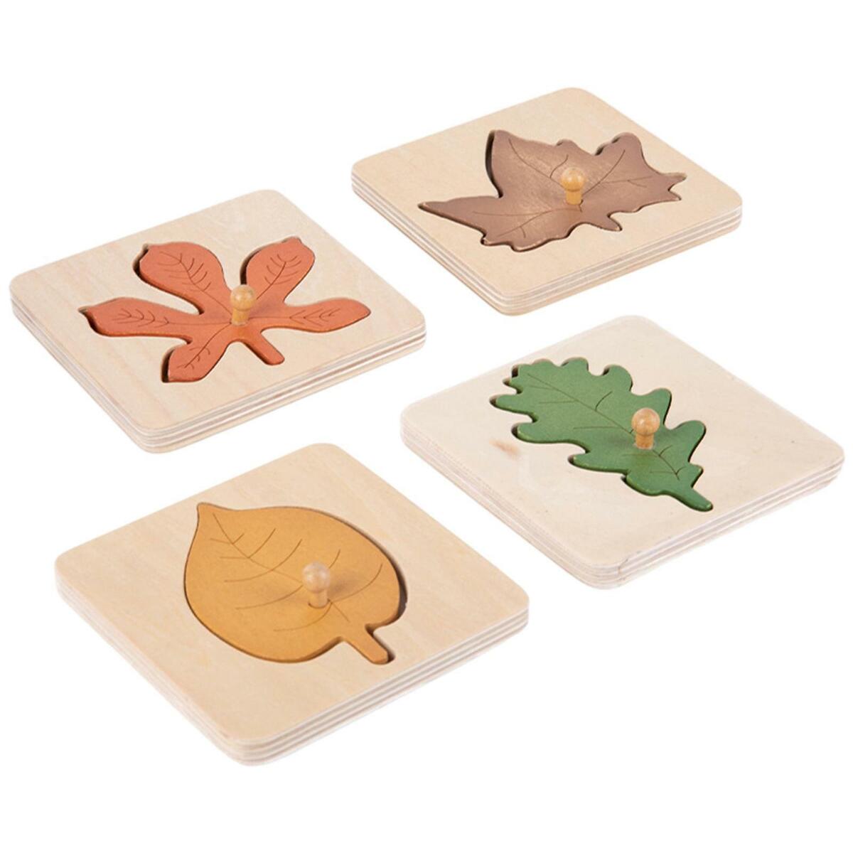 Wooden Jigsaw Leaf Puzzle Busyboard for Sycamore Kindergarten Teaching Tools