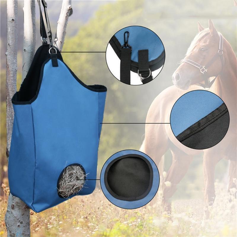 Horse Feeding Hay Bag Oxford Cloth Cow Cattle Pony Feeder Adjust Storage Pouch