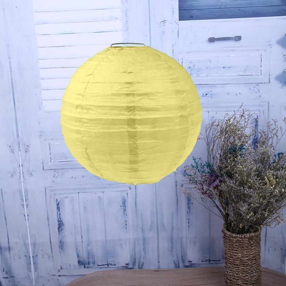 4 inch Round Chinese Paper Lantern DIY Paper Ball Lamp Party Decor (Yellow)