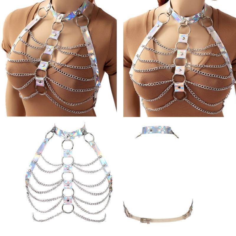 Body Chain Bra Necklace Goth Chest Bracket Bra Chain Jewelry Punk Body Harness