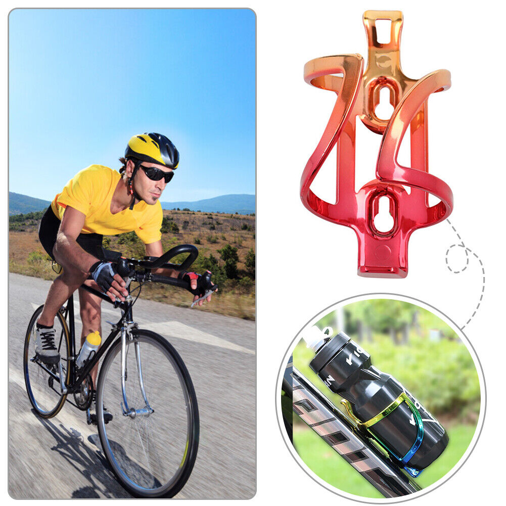 Road Cycling Bike Bottle Rack Plating Bicycle Water Holder Colorful (Red)