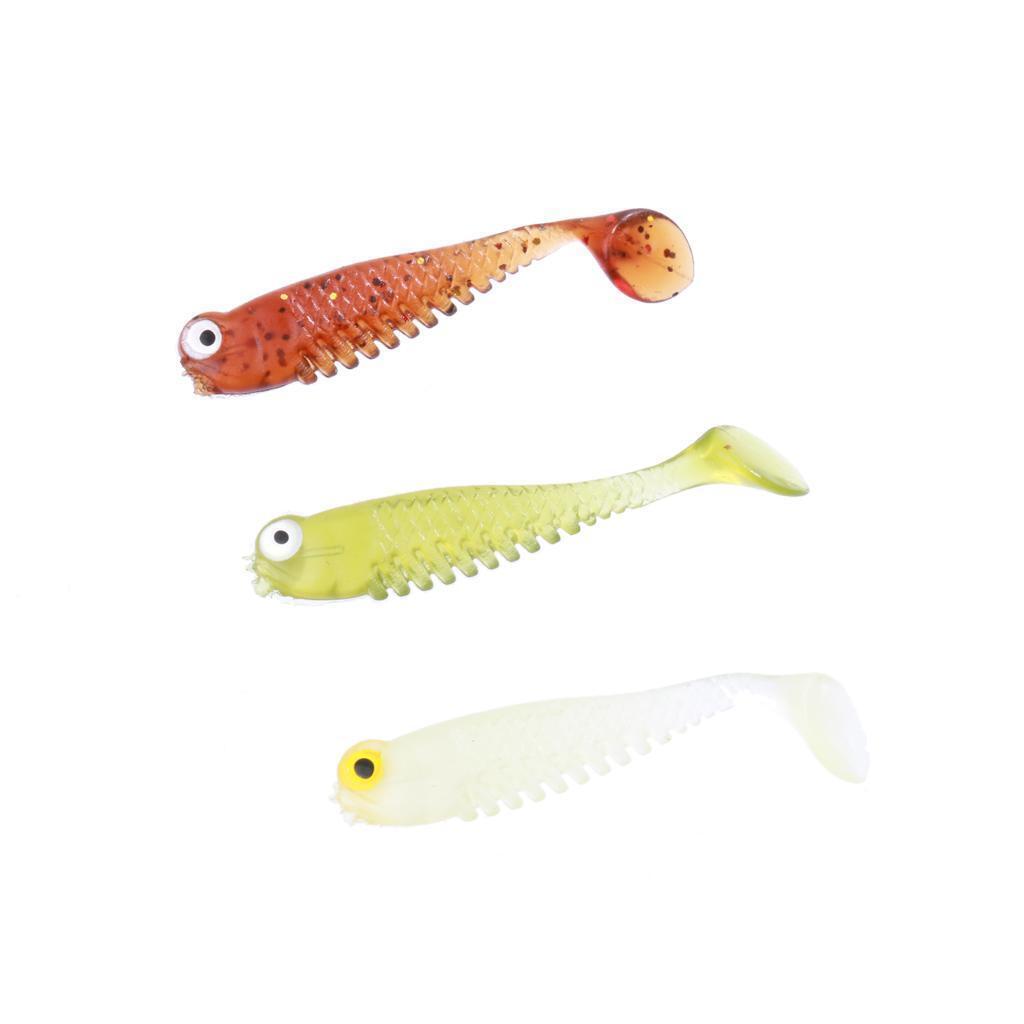 Pack of 3 Soft Crankbait Minnow Poper Bass Baits Luminous Fishing Lure