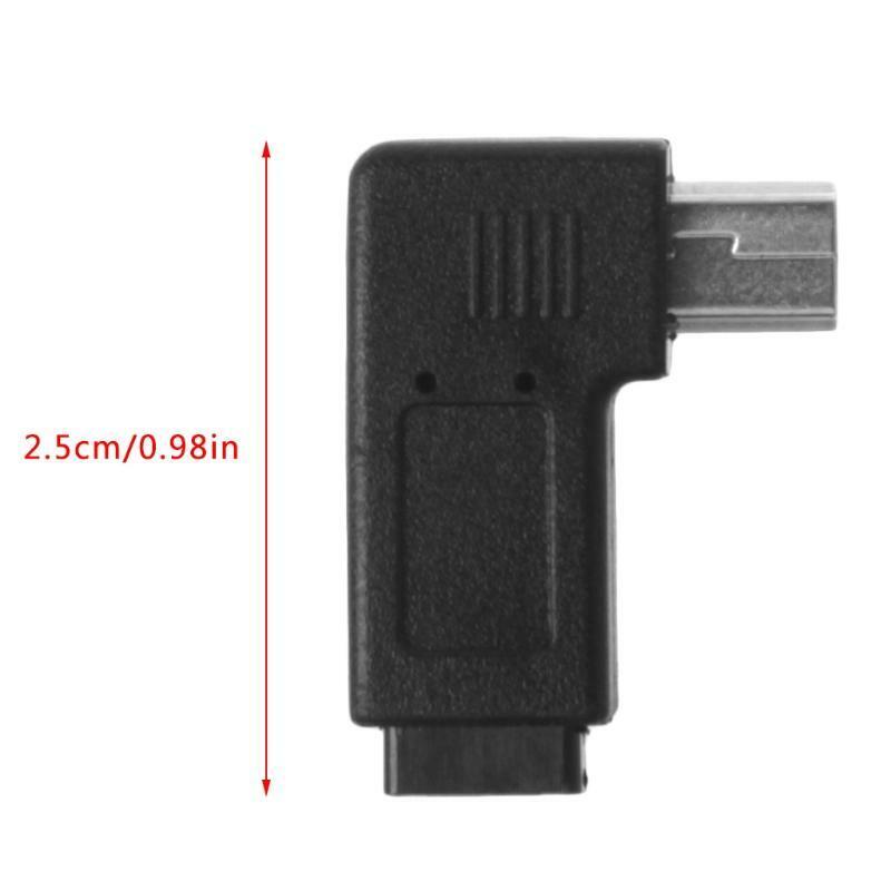 USB 2.0 Micro 5Pin Female To Mini 5Pin Male 90° Angle Left Right Converter