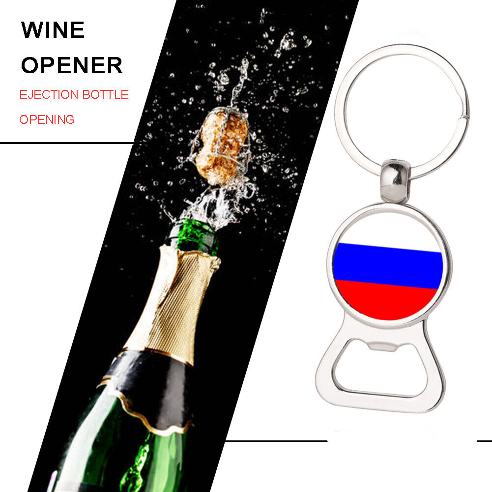 Russian National Flag Gem Bottle Opener Keychain Multifunction Bag Key Ring