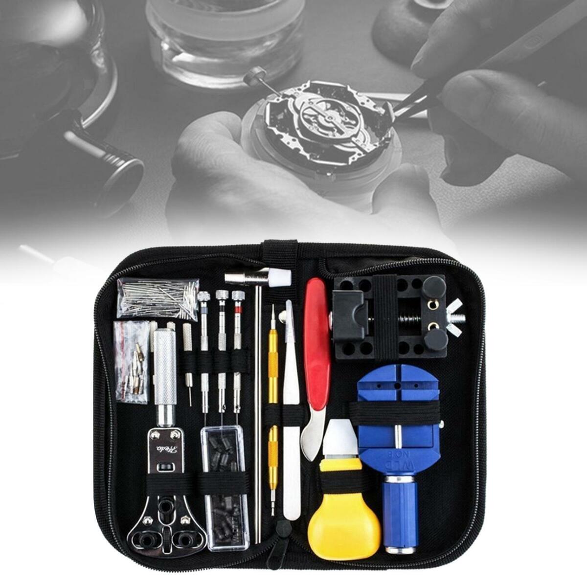 147Pcs Watch Repair Tool Kit with Carrying Bag Hammer Repairing Tools Set