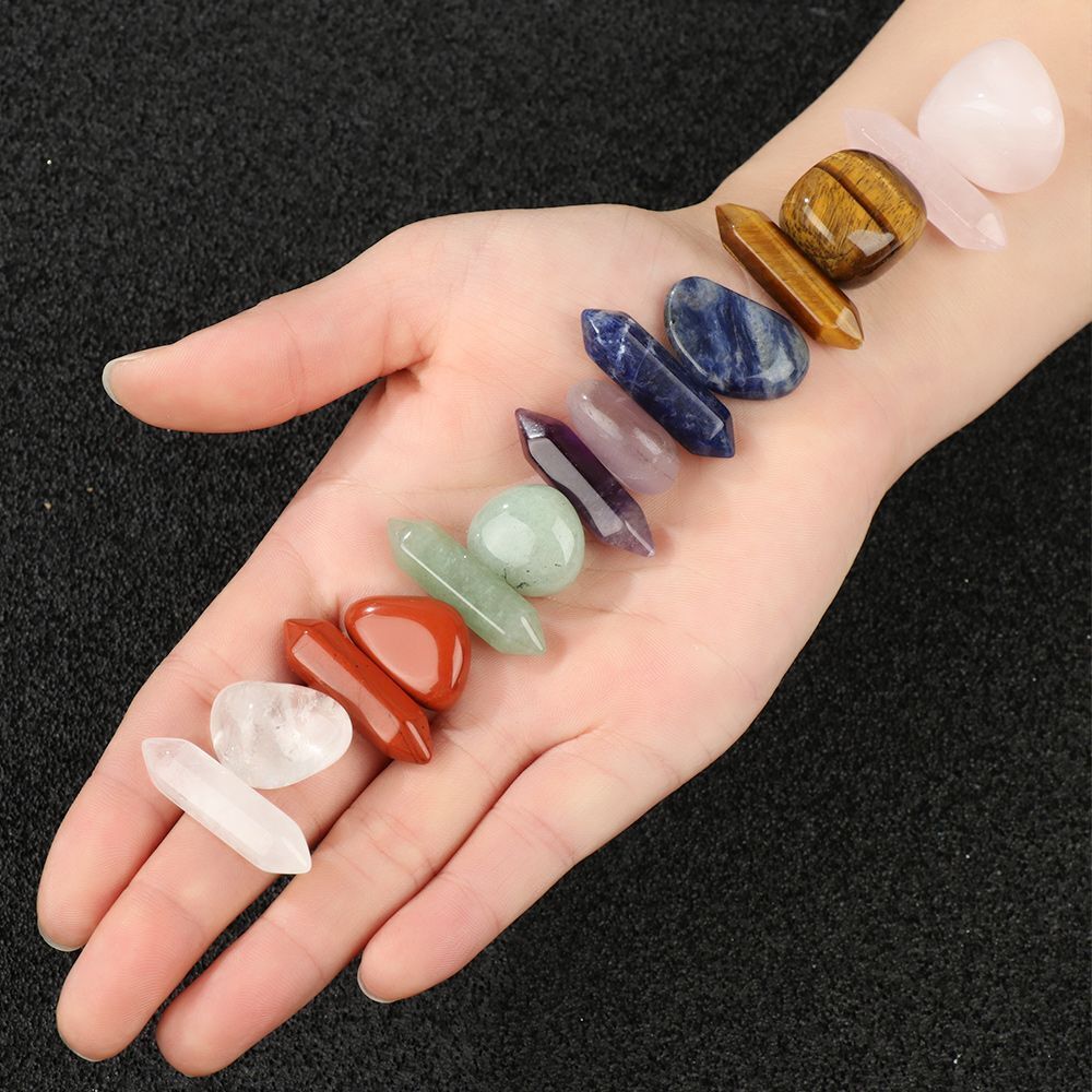 Stone Obelisk Quartz Crystals Seven Chakra Stones Set Reiki Mineral Specimen