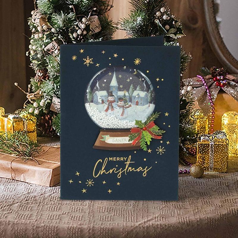 Christmas Greeting Cards Foam Snowflake Advanced Blessing Crad With Envelope