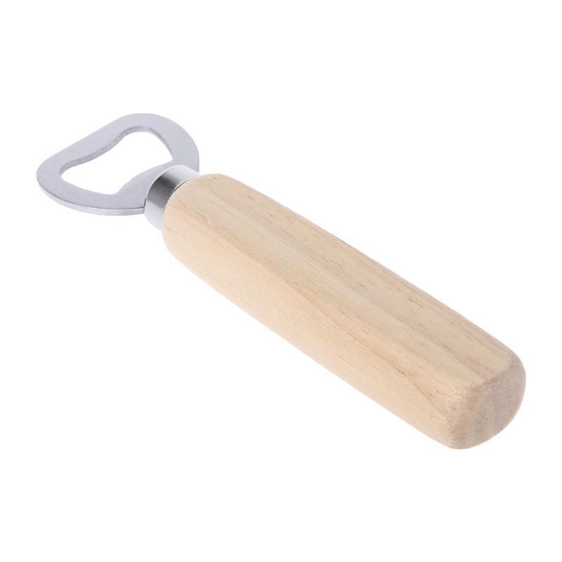 Wood Handle Handheld Bartender Bottle Opener For Opening Beer Cider Soft Drinks