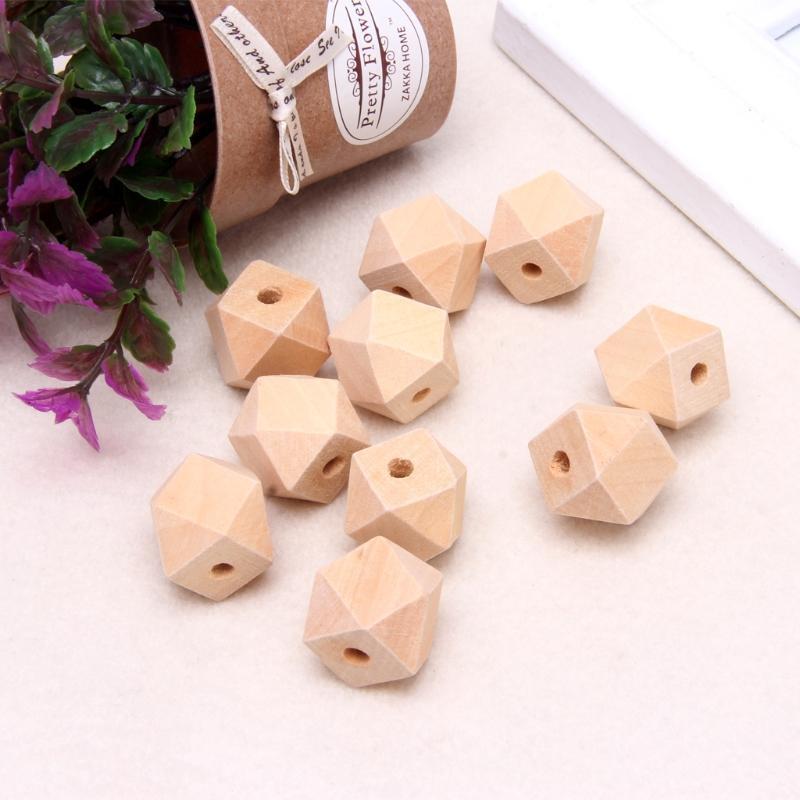 10pcs Wooden Geometric Natural Unfinished Beads For Jewelry Necklace Making 10mm