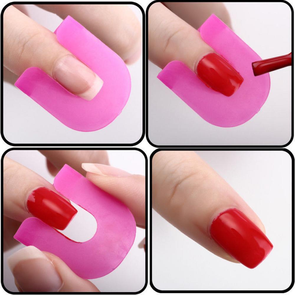 26pcs Tips Case Finger Cover Shield Stencil Tool Nail Polish Mold Protector