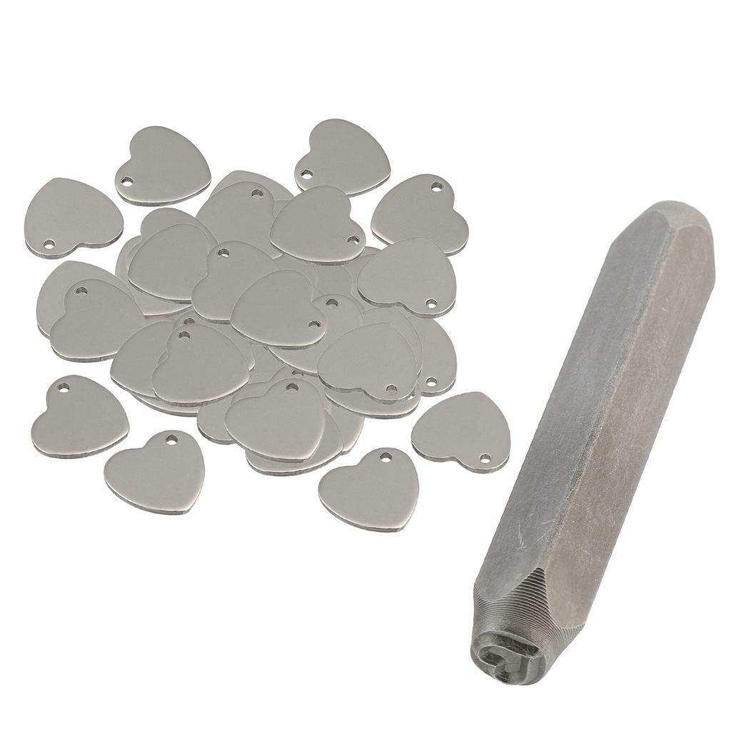 51x  Flat Heart Blank Stamping Charms Pendants Stamp Punch Jewelry Tool