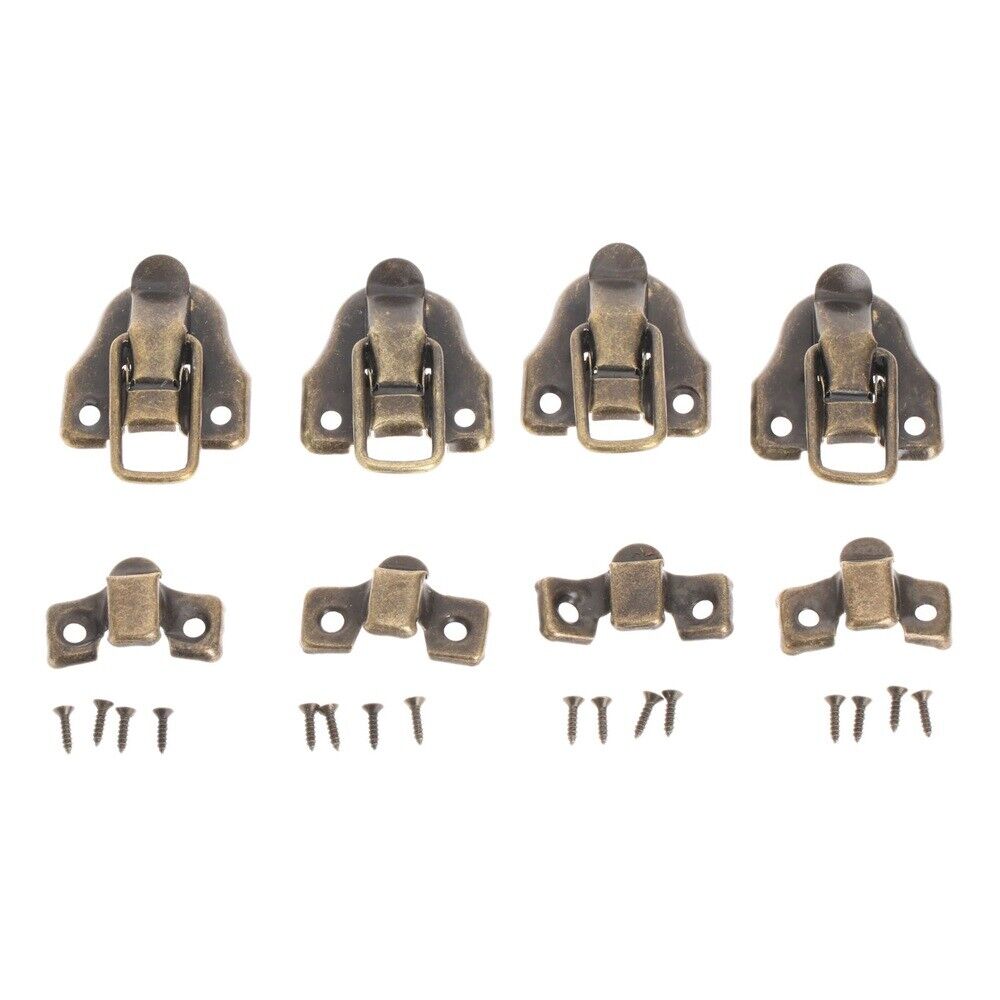 Durable 4pcs Bronze Chest Suitcase Jewelry Box Hasp Lock Latch Catch Clamp Clip