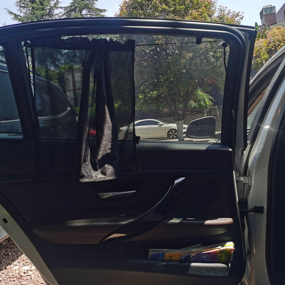 Car Anti-UV Side Window Sunshades Windscreen Shade Curtain Polyester Black