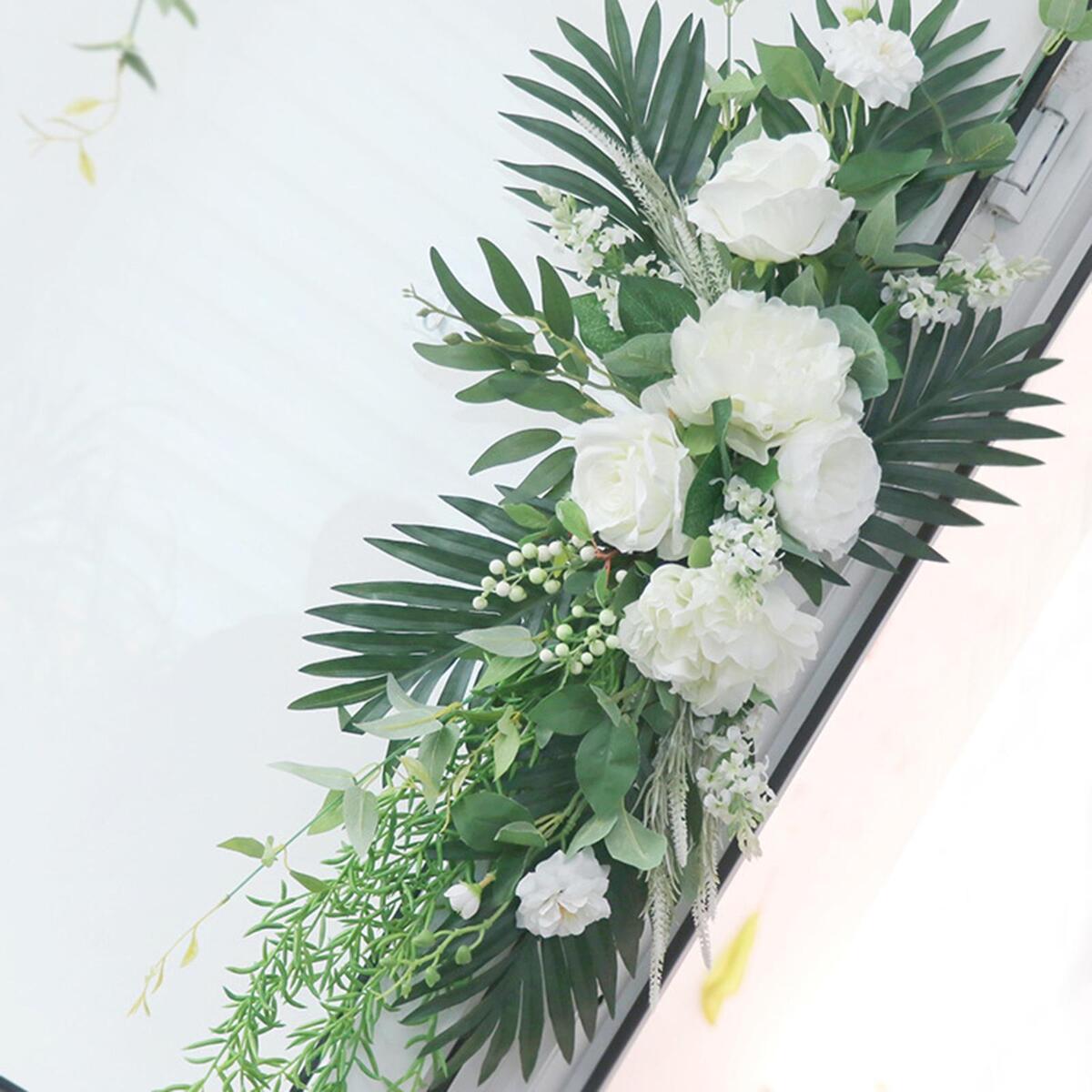 2x Silk Wedding Arch Flowers Kit Eucalyptus Leaf Garland for Window Wedding