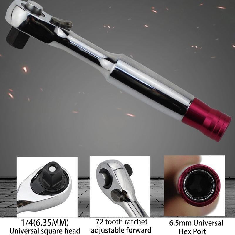 Practical 1/4 Inch Spanner Ratchet Wrench w/ 5° Movement 72 Teeth Wrench for Car