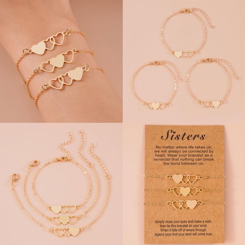 3Pcs Pinky Promise Distance Matching Bracelets for Friends Couple Family Teen