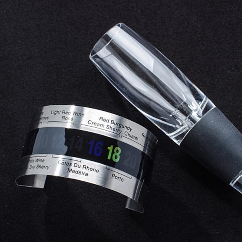 Stainless Steel Wine Thermometer Bracelet Bottle Beer Temperature Sensor Clip