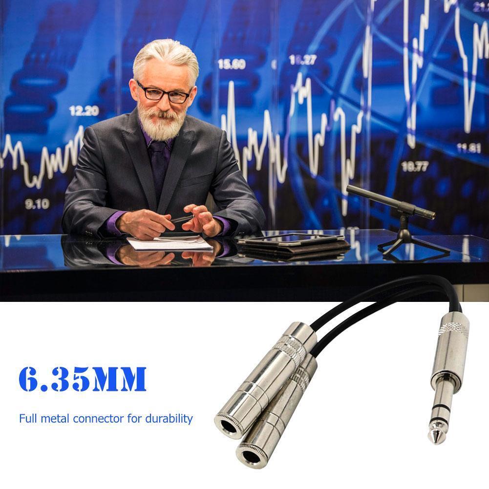 6.35mm Male Jack Stereo Splitter Cable 2X 1/4 inch Female Plug Audio Y Cord