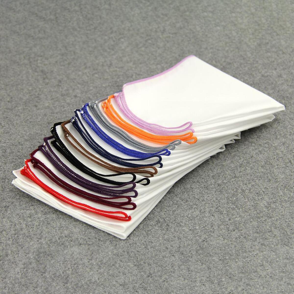 Colorful Rim Pocket Square Handkerchief Groom Suit Accessories for Wen