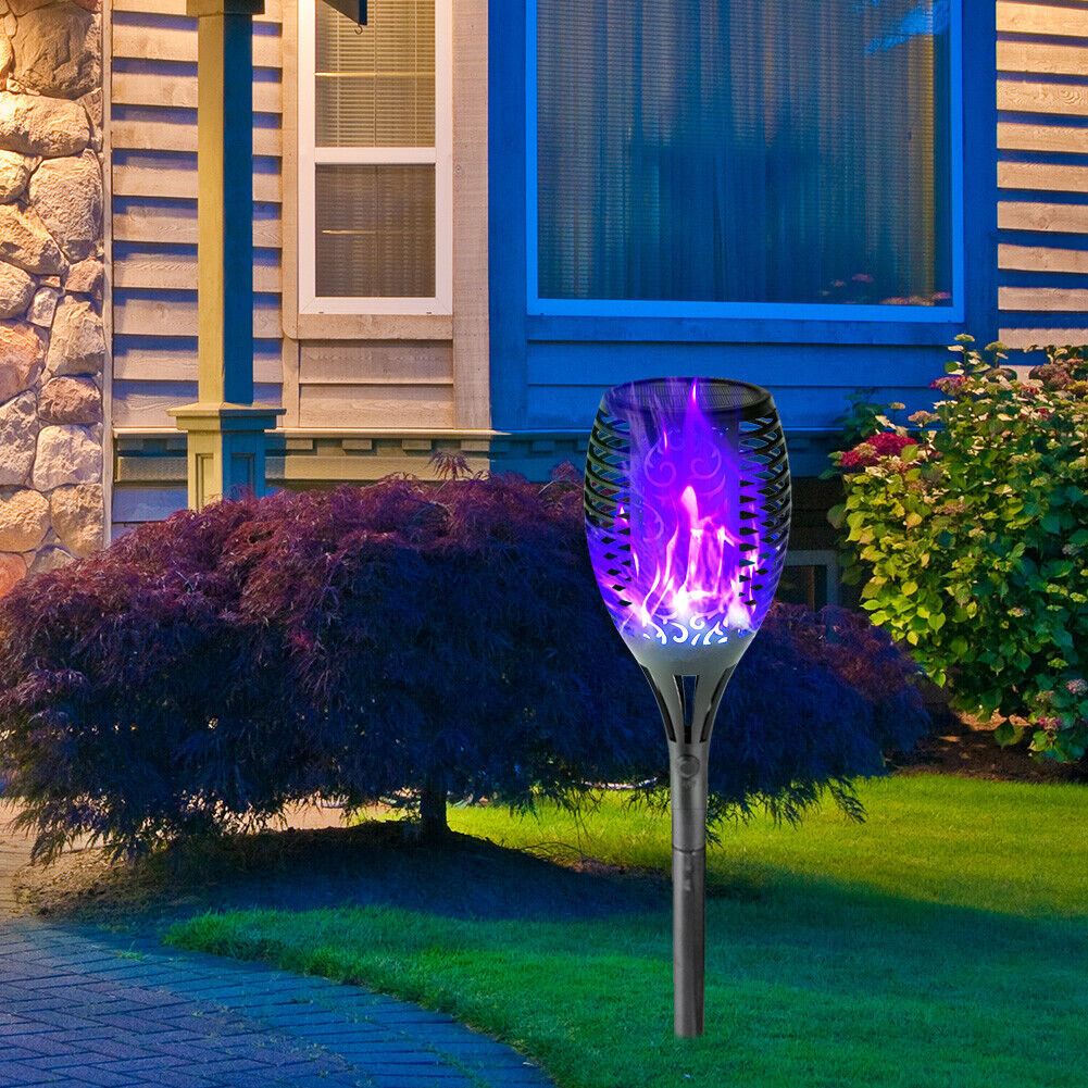 12 LED Flame Torch Light Solar Powered Garden Plug-In Decor Lamp (2pcs)